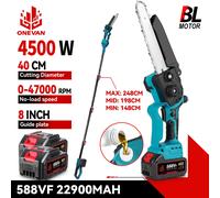 ONEVAN 8 Pollici Brushless Telescopico Palo Motosega Elettrica 40 CENTIMETRI di Alto Branello Sega Attrezzo di Potatura del Giardino Per Makita 18V Batteria Spille