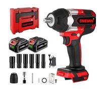 ONEVAN avvitatore a impulsi a batteria, 1000N.m avvitatore a percussione senza spazzole da, 1/2" avvitatore ad impulsi con 2 batterie da 3000mAh, avvitatore impulsi elettrico per avvitare e svitare