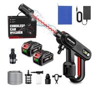ONEVAN Idropulitrice a batteria, 80 bar, 2 batterie 4,0Ah, Pressa a spirale | Autonomía batería 60min, Pantalla LCD, 5 en 1 boquilla, 3 etapas, alcance 10m, para lavado de coches y limpieza de jardines