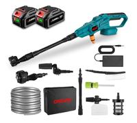 ONEVAN Idropulitrice a Batteria con 2 Batterie 3.0Ah, 6 Funzioni, 3 Marce, 120Bar - Lancia per Idropulitrice Portatile, Pistola per Auto, Patio, Giardino, Pulizia Tappeti