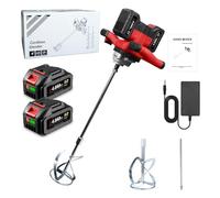ONEVAN miscelatore per malta a bateria, 40V betoniera elettrica senza spazzole con 2 batterie da 4000 mAh, cambio a 6 velocità, miscelatore cemento senza fili per vernice, intonaco, cemento, malta