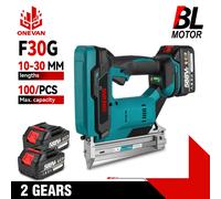 ONEVAN Pistola sparachiodi elettrica senza spazzole F30G Cucitrice Chiodatrice Cordless 2Gears Strumento per la lavorazione del legno in calcestruzzo per Makita 18V Batteria Pin