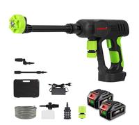 ONEVAN Rondella ad alta pressione, 120 bar, senza spazzole, pistola portatile ad alta pressione con 2 batterie da 4000 mAh e caricabatterie, 6 modalità di spruzzo, pistola ad acqua leggera ad alta