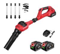 ONEVAN Soffiatore per foglie, batteria con 2 batterie da 4000 mAh, asta telescopica extra lunga, 2,4 m, 26000 giri/min, MAX, soffiatore per foglie con testa di soffiaggio, velocità continua