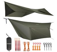 onewind Telone per amaca, impermeabile, ultraleggero, grande copertura con porte, portatile, per bushcraft invernale, tenda, tutti gli accessori inclusi (verde oliva1, 365 x 295 cm)