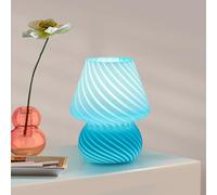 ONEWISH Lampada da tavolo con vetro a strisce, lampada da comodino camera da letto, soggiorno, caffè, ufficio, lampadina inclusa, regalo per ragazze, donne, compleanno, Capodanno, blu