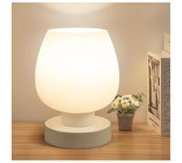 ONEWISH Lampada da tavolo Touch Bedside - moderna piccola lampada per bedroom Living Room Nightstand lampada da scrivania con opal Glass Shade, lampadina a LED calda a 3 vie, dimmerabile, design sempl