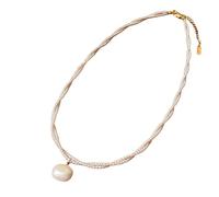 Onewus Collana di perle sintetiche con ciondolo, design a strati, da donna, delicato motivo a goccia, per tutti i giorni e celebrazioni