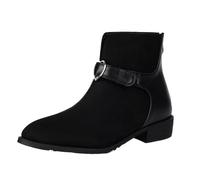 Onewus Stivaletti western con applicazione a cuore, altezza gambale 13 cm, chiusura lampo laterale, comodo tacco a blocco, imbottitura morbida per tutti i giorni e il tempo libero, Nero , 38 EU