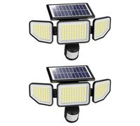 Onforu 2 lampade solari esterne con rilevatore di movimento, proiettore LED solare 3000 lumen, IP65 impermeabile, per terrazza, veranda, garage, cortile, strada