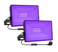Onforu 20W Luce Nera UV, 2 Pezzi Faretto UV LED con spina, IP66 Faro UV LED Impermeabile,Black light Decorare per Acquario, Festa, Pittura Fluorescente, Poster Fluorescente, Bar, Festa