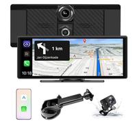 ONGNIUU 10,26" Schermo portatile senza fili, con Apple Carplay e Android Auto, touchscreen IPS con telecamera anteriore 4K, telecamera posteriore 1080P, navigazione GPS, controllo vocale in vivavoce
