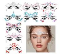 ONGNIUU 9 Fogli Brillantini Viso, Strass Adesivi, Diamanti per il Viso per il Trucco Degli Occhi Delle Feste, Adatto per Festival Musicali, Balli, Feste e Carnevali
