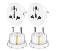 ONGNIUU Adattatore universale da viaggio in Spagna, compatibile con la maggior parte dei paesi europei, 4 confezioni - Convertitore di prese USA, UE, UK, Australia, Cina, Italia, Svizzera a spina