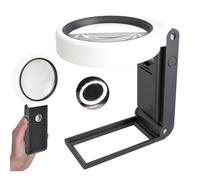 ONGNIUU Pieghevole Lente di Ingrandimento per Lettura, con luce e Supporto, Potenza 6X/25X, Dotata di Illuminazione Ausiliaria a 31 LED, Adatto a Lettori Anziani, Valutazione di Gioielli