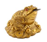 Ongoion Soldi Lucky Frog, Chinese Feng Shui Ricchezza Lucky Money Frog Coin Toad Home Office Decoration Good Lucky Gift Feng Shui Frog For Prosperity Home Decoration(Oro)