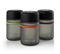 ONGROK Barattolo in vetro, 180 ml, confezione da 3, contenitori ermetici in vetro colorati per conservare le merci con cura, con coperchio a prova di bambino