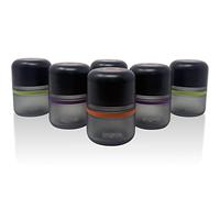 ONGROK Barattolo in vetro, 80 ml, confezione da 6 barattoli per erbe e spezie UV con coperchio resistente ai bambini, contenitori in vetro codificati a colori, resistenti all'aria per preservare