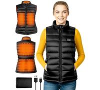 Onherm Gilet Riscaldato Donna Con Batteria 10000mAh, Gilet Riscaldante Alla Moda con 6 Zone di Riscaldamento e 3 Livelli di Temperatura (45℃-65℃), Gilet Riscaldato per Sci/Ciclismo/All'aperto