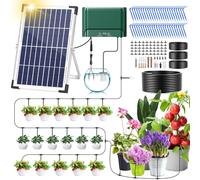 Onherm Irrigazione Automatica Solare per Vasi da 1 a 50 Piante, Kit di Irrigazione a Goccia Solare con Timer e Tubo Gocciolante da 50M per Giardino, Balcone e Piante da Esterno