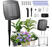 Onherm Kit di Irrigazione Automatica Solar, con 12 Modalità Timer e 15M di Tubo, Automatica Irrigazione Solare a Goccia per Giardin, Balcone, Piante in Vaso