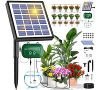 Onherm Kit di Irrigazione Automatica Solar, Irrigazione Solare a Goccia con 12 Modalità Timer e 15M di Tubo, Automatica Irrigazione Sistema per Giardin, Balcone, Piante in Vaso