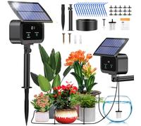 Onherm Kit di irrigazione automatica solare, sistemi di irrigazione automatica per giardino, sistemi di irrigazione solare con timer + tubo da 15 m per giardino, balcone, piante in
