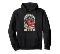 Oni Giapponese Kanji Demon Retro Anime Giappone Souvenir Felpa con Cappuccio