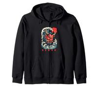 Oni Giapponese Kanji Demon Retro Anime Giappone Souvenir Felpa con Cappuccio