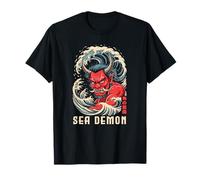 Oni Giapponese Kanji Demon Retro Anime Giappone Souvenir Maglietta