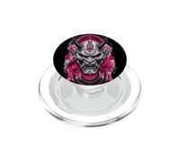 Oni Maschera Demone Rosa Caldo Argento Cornuto Arte Giapponese PopSockets PopGrip per MagSafe