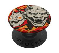 Oni Mask Japanese Demon - T-shirt estetica tatuaggio fuoco PopSockets PopGrip Adesivo