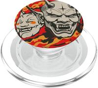 Oni Mask Japanese Demon - T-shirt estetica tatuaggio fuoco PopSockets PopGrip per MagSafe