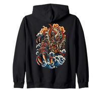 Oni Mostro Kaiju Vintage Giapponese Tatuaggio Stile sul Retro Felpa con Cappuccio
