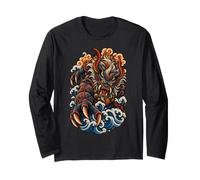 Oni Mostro Kaiju Vintage Tatuaggio Giapponese Stile Maglia a Manica