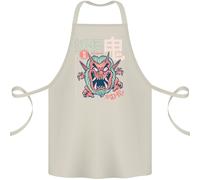 Oni Yokai Giapponese Rosso Demon Cotone Grembiule 100% Biologico