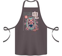 Oni Yokai Giapponese Rosso Demon Cotone Grembiule 100% Biologico