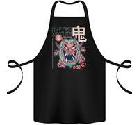 Oni Yokai Giapponese Rosso Demon Cotone Grembiule 100% Biologico