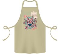 Oni Yokai Giapponese Rosso Demon Cotone Grembiule 100% Biologico