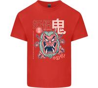Oni Yokai Giapponese Rosso Demone T-Shirt Ragazzi Ragazze