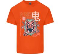 Oni Yokai Giapponese Rosso Demone T-Shirt Ragazzi Ragazze