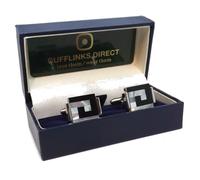 Onice Nera & Perla Bianca Quadrato da Uomo Regalo Gemelli Da Cufflinks Direct