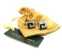 Onice Nera & Perla Bianca Quadrato da Uomo Regalo Gemelli Da Cufflinks Direct