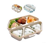 Onigiri - Set di stampi 6 in 1 per sushi e palline di riso con struttura pieghevole in due pezzi, adatto per preparare i pasti e da viaggio (giallo1)