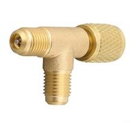 Oniissy Adattatore a T a innesto rapido con valvola in ottone SAE da 1/4" per sistemi R22 R12 R134, ad alta resistenza e antiruggine per impianti idraulici professionali