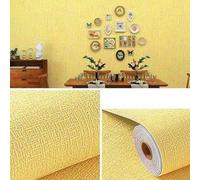 Oniissy Adesivo da parete in schiuma 3D, 50 cm x 10 m, materiale di lino, per una decorazione unica della casa, buccia e schiuma, impermeabile, morbido, per camera da letto, cucina, soggiorno (giallo)