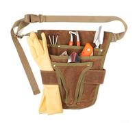 Oniissy Borsa per attrezzi da giardino in tela cerata impermeabile resistente con 8 tasche multiformato, zaino convertibile, borsa a tracolla e opzioni di trasporto a mano, per una facile pulizia