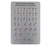 Oniissy Braille - Tavola di apprendimento dell'alfabeto con puntini, numeri e segni di punteggiatura in rilievo per principianti, per insegnamento in alluminio di lunga durata per istruzione