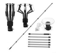 Oniissy Cambia lampadina per soffitti alti per lampadine a vite, strumento per cambiare lampadina ad alta portata, pali di estensione per cambiare le lampadine, con 3 cambialampada (asta a 6 sezioni)