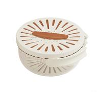 Oniissy Cesto di scarico 2 in 1 e ciotola per frutta e verdura con coperchio girevole, manico pieghevole e sistema di drenaggio efficiente per uso in cucina (marrone)